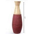 thumbnail image 3 of Set of 2 31.5 inch Tall Handcrafted Bamboo Floor Vase, Burgundy and Natural Finish, Decorative Accent, Large Floor Vase, Sustainable Bamboo, Living Room, Dining Room, Entryway Decor, 3 of 7