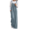 thumbnail image 2 of BRGZLK Womens Corduroy Overalls Fall Winter Trendy Sleeveless Adjustable Button Straps Loose Fit Wide Leg Long Pant Rompers with Pockets for Casual Lounge Wear Light Blue L, 2 of 9