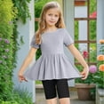 thumbnail image 5 of Kaemgyyd Little Girls 2 Piece Summer Outfits Short Sleeve Flowy Ruffle Hem T-Shirt and Short Leggings Set Kids Yoga Workout Clothes 5-15 T, 5 of 7