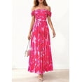thumbnail image 4 of PRETTYGARDEN Womens Off Shoulder Maxi Summer Dresses Elegant Mesh Aline Swing Ruched Flowy Cocktail Wedding Guest Dress, 4 of 9