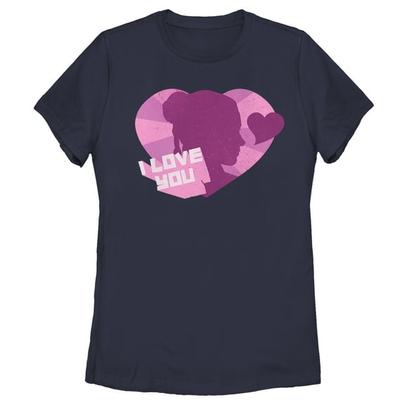 Women's Star Wars Princess Leia I Love You Heart Graphic Tee Navy Blue Small