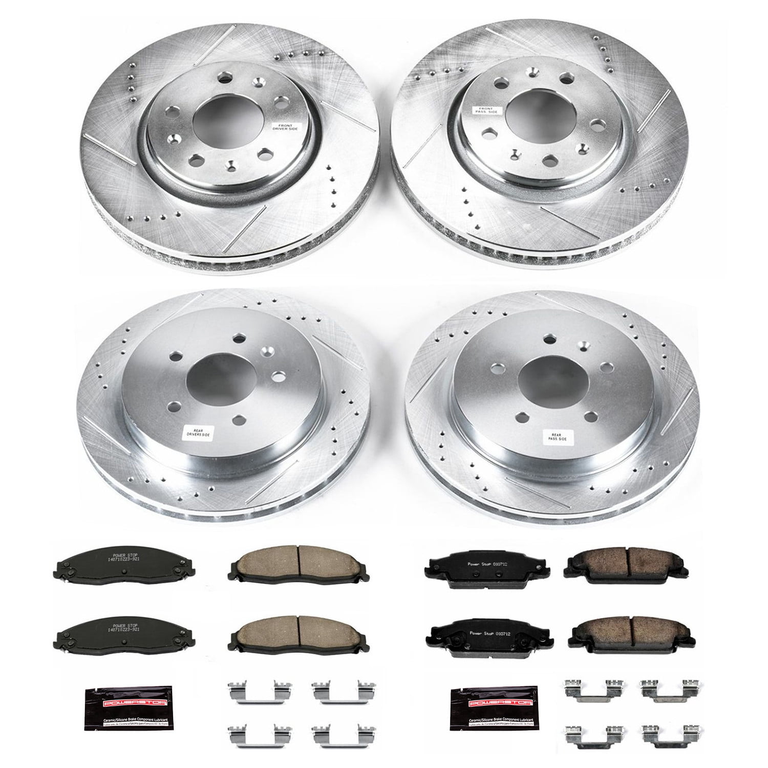 PowerStop Front and Rear Z23 Evolution Sport Carbon-Fiber Ceramic Brake Pad and Drilled & Slotted Rotor Kit Fits: CADILLAC Select Models K1424