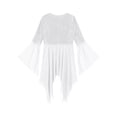 thumbnail image 6 of YiZYiF Womens Sequins Chiffon Praise Dance Tunic Overlays Tops Flare Sleeve Worship Dancewear White XXL, 6 of 7