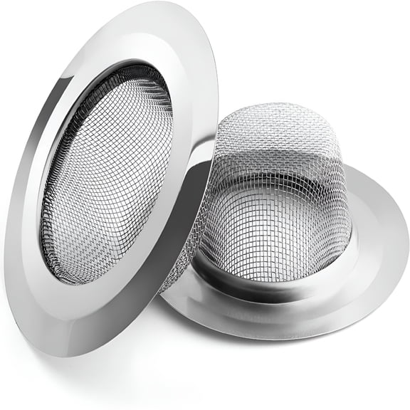 ACDANC Kitchen Sink Strainer,2Pcs Stainless Steel Mesh Drain Strainer,Large Wide Rim 4.5" Diameter,1.5" Deep Drain Screen,Anti Clogging