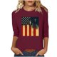 thumbnail image 1 of Mujeres Tres Cuartos de Manga Tops Impreso Cuello Redondo Blusa, 3/4 Manga Casual Camiseta para la Primavera, 1 of 6