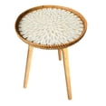thumbnail image 1 of Tnarru Side Table, Bedside Table, End Table, Multifunctional Open Design Tea Table with Shell Inlays for Proch, Bedroom, Balcony, Indoor White Leaves 50cm, 1 of 8