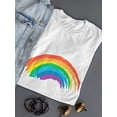 thumbnail image 3 of Brush Strokes Rainbow  Women White T-Shirt, Female Medium, 3 of 4