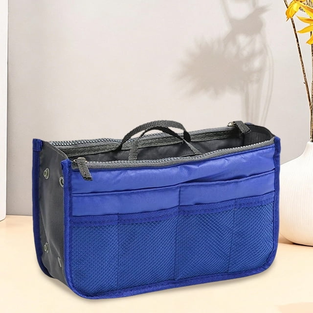 Bolsa Organizadora de Viaje con Doble Cremallera, Bolsillos de Malla Transparente y Diseño Multicompartimento: Bolsa de Almacenamiento Plegable de Poliéster para Cosméticos, Artículos de Aseo, Papele