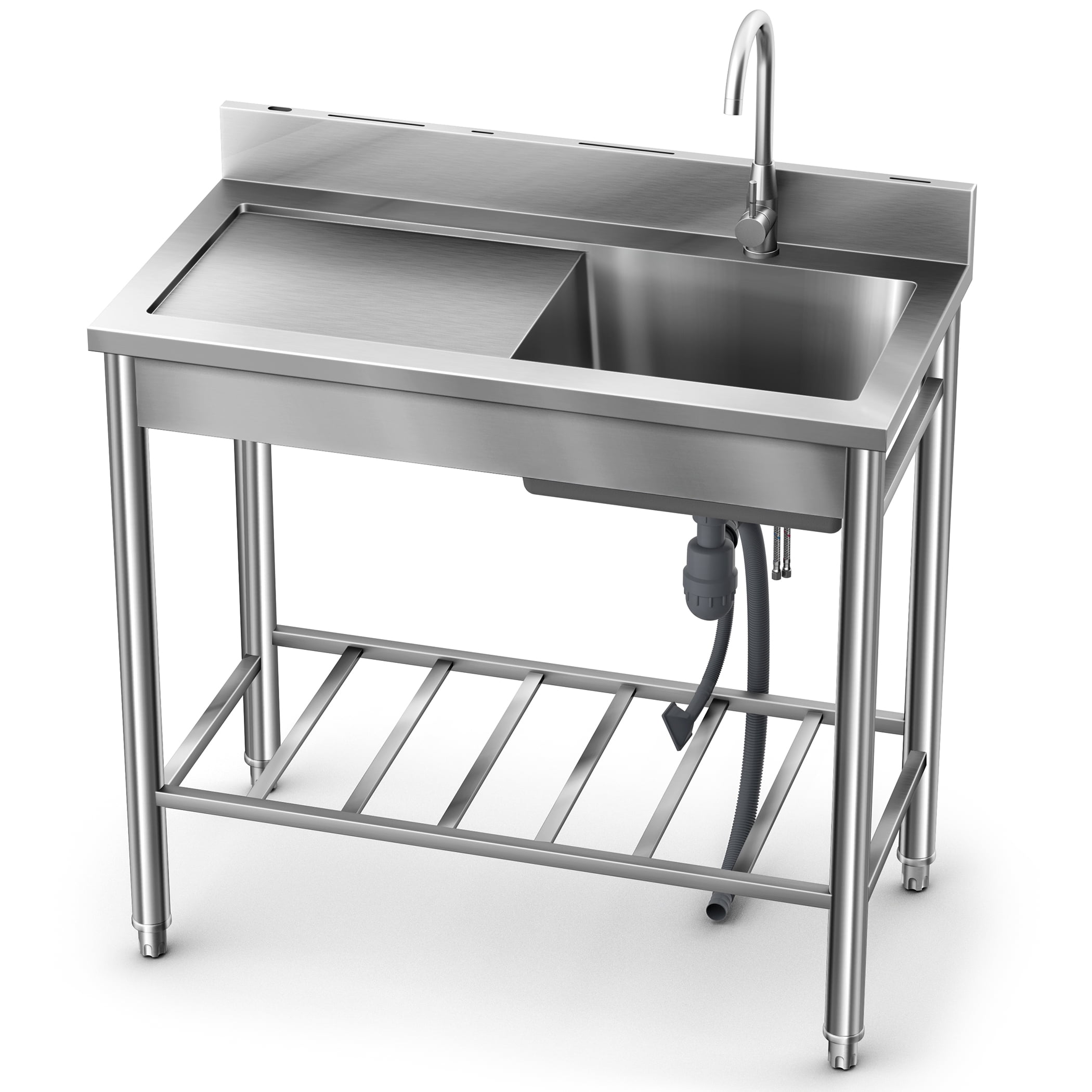 AiYCHEN 39.3” Utility Sink Free Standing Sink 304 SUS Stainless Steel