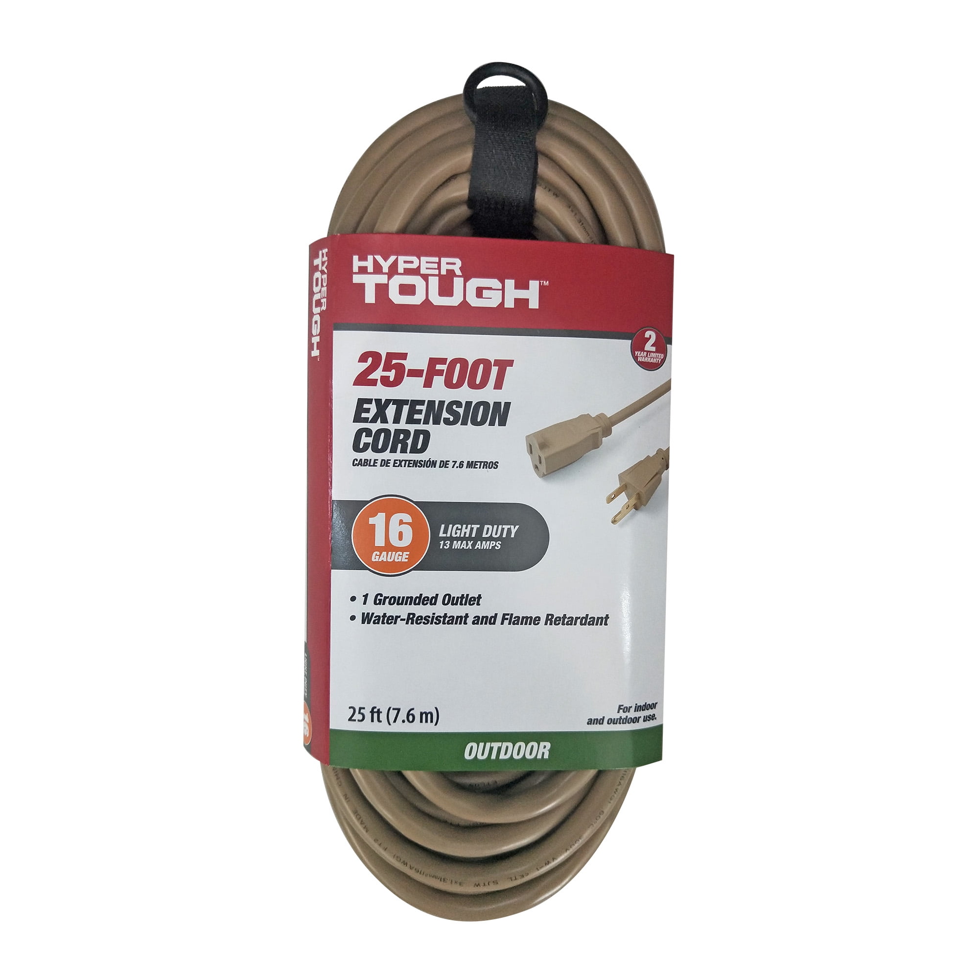 Hyper Tough 25ft SJTW 16/3 Tan Extension Cord for Outdoor Use