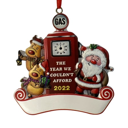 

WMYBD Gifts 2022 Gasoline Sign Resin Crafts Creative Santa Claus Refueling Christmas Tree Pendant Decoration Small Pendant Holiday Party Scene Decoration