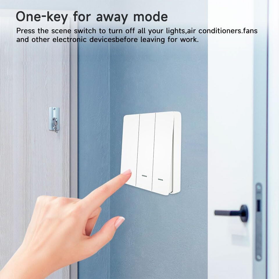 ZigBee 3.0 Smart Switch 3 Gang Wireless Scene Switch, ZigBee Smart Light Switch Need Zigbee Hub Work with Tuya Smart Life APP Smart Button Scene Remote for Tuya Smart Home Devices (3 Gang)