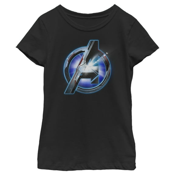 Girl's Marvel Avengers: Endgame Shiny Logo Graphic Tee Black Large