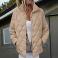 thumbnail image 6 of Womens Quilted Lightweight Jacket Button Down Stand Collar Puffer Jacket Coats Padded Outwear with Pockets, 6 of 7