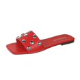thumbnail image 2 of Fasiaou Women Fashion Metallic Stud Slide Sandals Cushion Outdoor Walking Comfortable Flat Slippers Summer Casual Non Slip Support Stylish Lightweight, 2 of 9