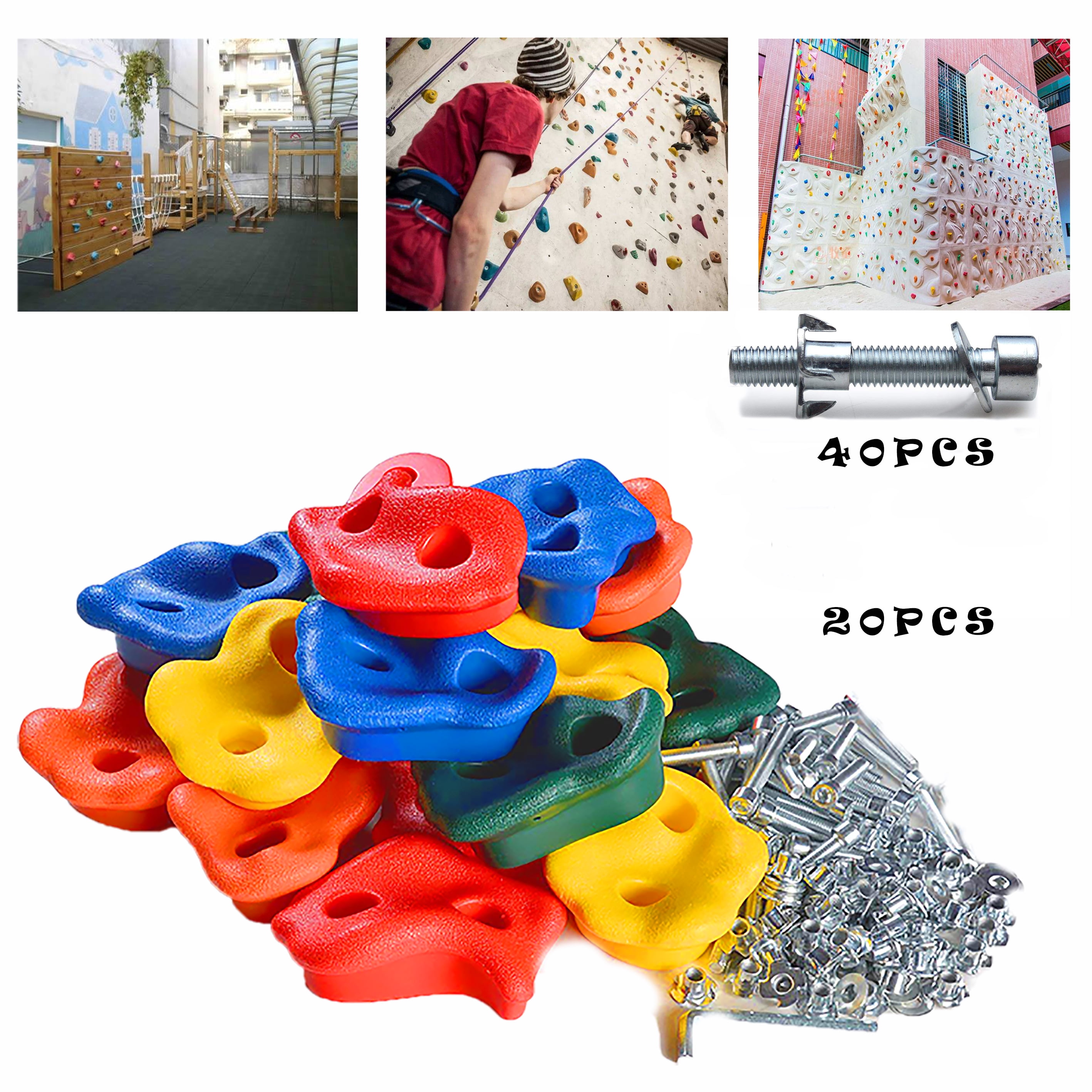 Large Rock Wall Grips f... WADEO 20 PCS Rock Climbing Holds for Kids and Adults 