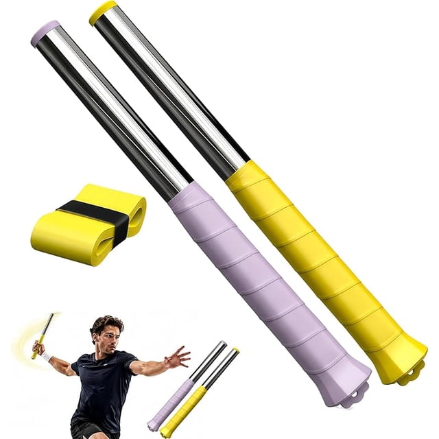 Upgraded Adjustable Intensity Badminton Swing Trainer, 11.8" Swing Sound Feedback for Smash Technique, Tennis/Badminton Magnetic Adjustable Power Trainer for Wrist Arm Strength Training