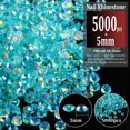 5000pcs 5mm Resin Rhinestones Bulk, Transparent Lake Blue AB Flatback