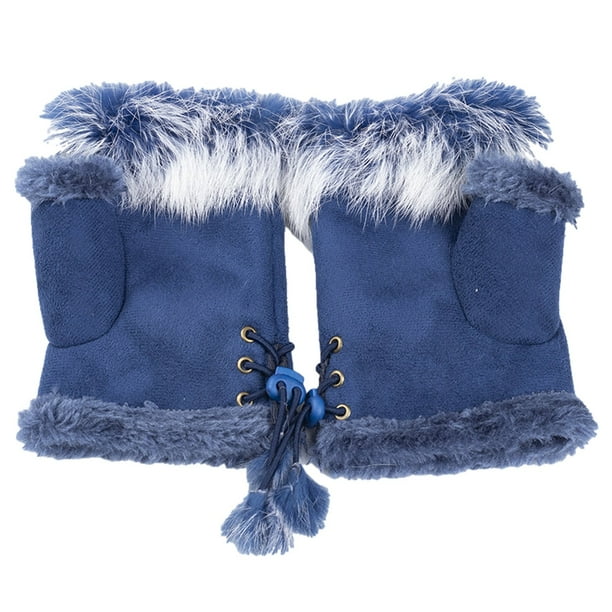 Guantes de medio dedo Guantes cálidos de invierno Guantes de teclado para mujer Guantes de medio dedo auténticos