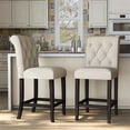 thumbnail image 3 of Furniture of America Landon Fabric Tufted Pub Chairs in Ivory (Set of 2), 3 of 10
