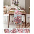 thumbnail image 3 of Red Coral Table Runner 60 Inches, Coastal Shell Summer Beach Stripe Nautical Bed Runner Dresser Scarves Tabletop for Indoor Outdoor Parties/Ceremony/Banquet, 13" x 60", 3 of 8