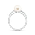 thumbnail image 2 of ANGARA Freshwater Cultured Pearl Ring with Graduated Diamonds in 14K White Gold for Women | June Birthstone, Birthday, Anniversary, Jewelry Gift for Women | Pearl Ring, 2 of 12