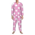 thumbnail image 3 of Fotbe Pink And White Polka Dot Pattern Long Sleeve Pajama Set for Men,Sleepwear Set,2-piece Loungewear Set,Soft PJs Comfy Nightwear with Pockets-XX-Large, 3 of 7