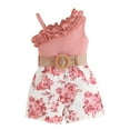 thumbnail image 1 of LUOGENLI Robe d'Été Sans Manches à Volants pour Filles, Imprimés Floraux, Robe Côtelée Tendance Midi Rouge 9-12 Mois, 1 of 8
