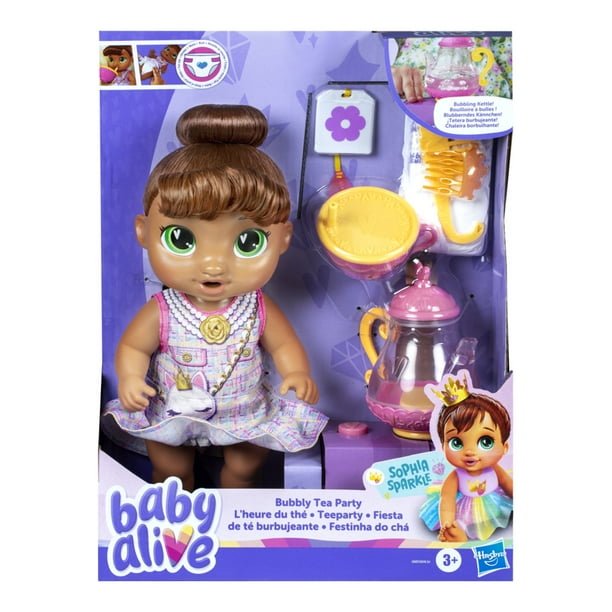 Muñeca Hasbro Baby Alive Fiesta de té burbujeante Sophia Sparkle