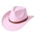 thumbnail image 3 of DFEK Classic Western Cowboy Hat for Women and Men with Wide Brim Sun for Outdoor Beach and Ranch Activities Light Pink One Size, 3 of 3