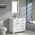 thumbnail image 5 of Wonline 36in. White Bathroom Vanity Cabinet Ceramic Undermount Sink Back Splash, Equipped with Chrome Faucet Drain and Mirror Vanities Set, 5 of 9