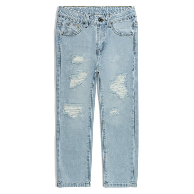 KIDSCOOL SPACE Baby Boys Jeans,Elastic Band Inside Ripped Washed Soft Cotton Denim Pants