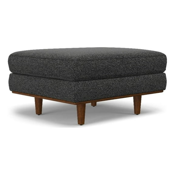 Pemberly Row 33" Wide Modern Ottoman in Charcoal Gray Woven-Blend Fabric