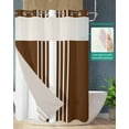 thumbnail image 2 of No Hook Shower Curtain with Snap-in Liner, Brown White Waterproof Fabric Bathroom Curtains, Modern Striped Monochrome Geometric Simple Bath Curtains & Mesh Top Window 72"x84" Long, 2 of 6