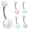 thumbnail image 5 of 14G Faux Synthetic Pearl Belly Rings Surgical Steel Curved Barbell Acrylic Balls BodyJewelryOnline, 5 of 9