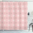 thumbnail image 1 of Pink and White Shower Curtain, Hypnotic Axially Symmetric and Concentric Rotated Square Shapes, Fabric Bathroom Set with Hooks, 69W X 84L Inches Extra Long, Pale Pink Dried Rose, by Ambesonne, 1 of 3