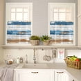 thumbnail image 4 of Vintage Blue Kitchen Curtains and Valances Set, Brown Wood Grain Mottled Texture Abstract Art Rod Pocket Window Valance Window Curtain Panels for Living Room Bedroom Laundry, 27.5x36in, 3 Pieces, 4 of 7