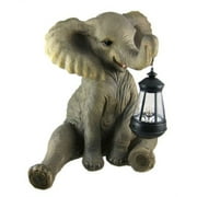 Things2Die4 Cute African Elephant Porch / Garden Statue W/ Lantern