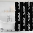 thumbnail image 2 of Shower Curtain Bathroom Set Vintage Summer Seahorse on Black Waterproof Fabric Shower Curtains with Grommets&Hooks, Abstract Marine Life Privacy Bath Curtain for Bathtub 60x72in, 2 of 9