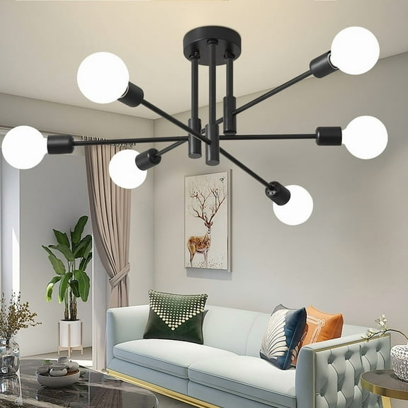Deyidn 6 Lights Sputnik Chandelier E26 Pendant Lighting Chandeliers Ceiling Light Fixture
