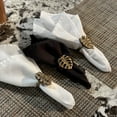 thumbnail image 4 of Zeckos Cast Iron Tropical Leaf Napkin Rings Dining Decor Set of 6, 4 of 6
