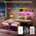 thumbnail image 4 of Bestier Queen Size Metal Platform Bed Frame with LED Headboard & Charging Station, Adjustable Under Bed Storage, Gold, 4 of 12