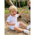 thumbnail image 4 of BemeyourBBs Toddler Baby Boy Summer Clothes Infant Baby Boy 2 Pieces Outfit Cotton Short Sleeve Solid Color Lapel Collared Shirt Tops and Shorts Set, 4 of 9