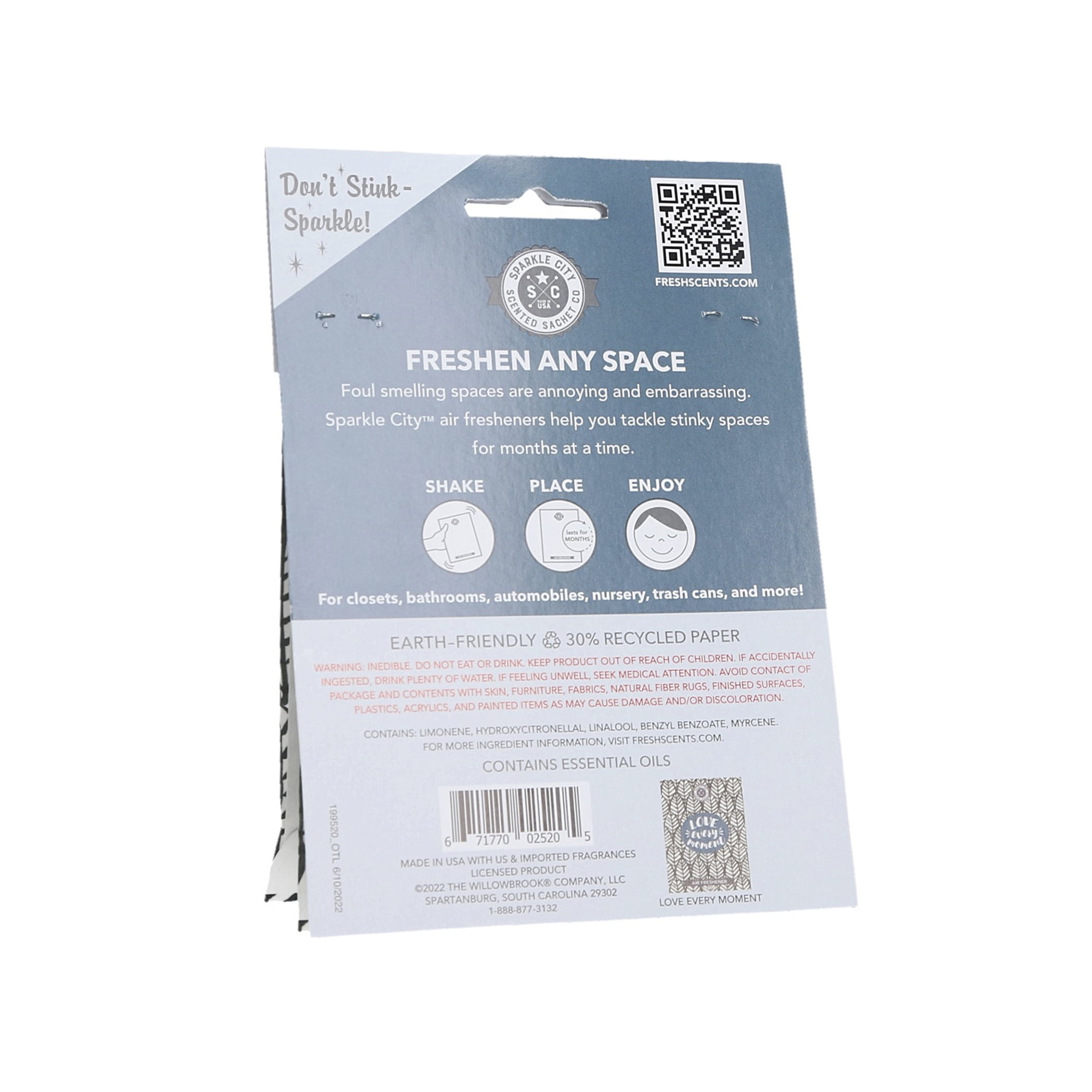 (2 pack) Sparkle City Scented Sachet 2 Pack, Love Every Moment