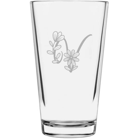 

V Daishy Daisy Monogram Etched 16oz Libbey Pint Glass