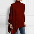 thumbnail image 2 of DianGeFu Layered Jackets for Plus Size Women with Winter Pre-Season Discounts $15,Fashion Women Casual Solid Long Sleeve Turtleneck Blouse Ladies Tops Shirts Irregular,Wine,XL, 2 of 4