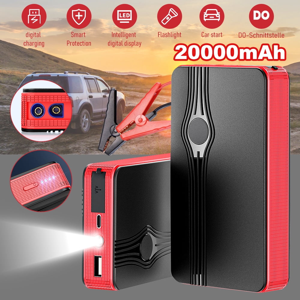 Car Jump Starter, DFITO 300A Peak 20000mAh Battery Jump Starter , Battery Booster Power Pack, 12V Auto Jump Box with LED Light