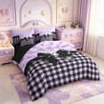 thumbnail image 2 of Manfei Black Girly Bowtie 7-Piece Twin Bedding,Classic Geometric Gingham Bedding Comforter Set,Black Reversible, 2 of 7