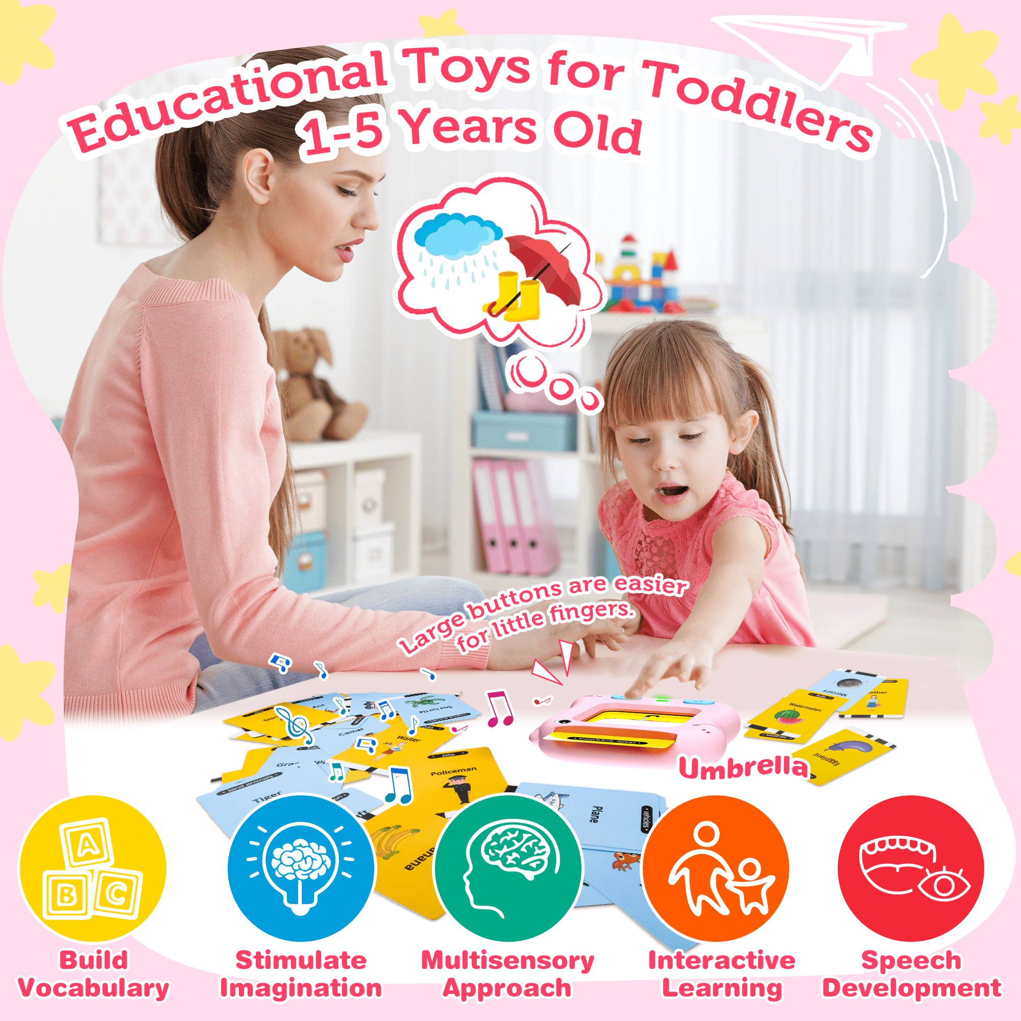  MOFGDNI Educational Toys for 2 3 4 Years Old 224 Talking Baby  Flash Cards, Learning Resource Electronic Interactive Toys for 2-4 Year Old  Boys Girls Toddlers Kids Birthday Gifts Ages 2 3 4 5 : Toys & Games