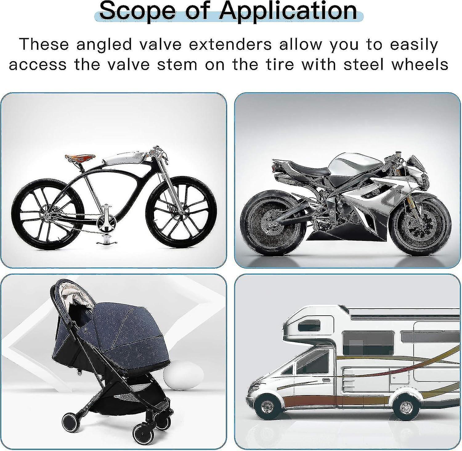 Kit De 14 Pièces Rallonges De Valve De Pneu - Angles 45°, 90°, 135° - Pour Voiture, Moto, Vélo, Camion - TR413